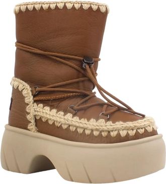 Mou Eskimo Snow Boot Twist Short - Dames - Winterlaarzen - Bruin - 40 EU - Leer - Schoenen