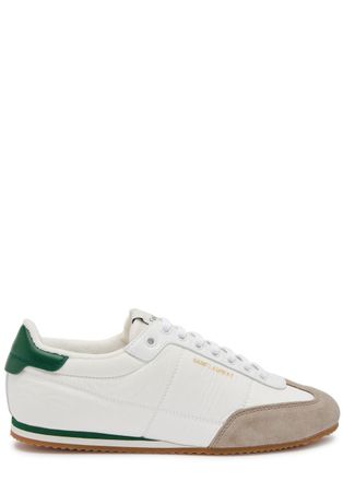 Saint Laurent Circle Panelled Crinkled-effect Shell Sneakers - White And Green - 36 (IT36 / UK3)