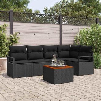 vidaXL Vidaxl - Conjunto De Sof&aacute; De Jard&iacute;n 6 Pcs Negro