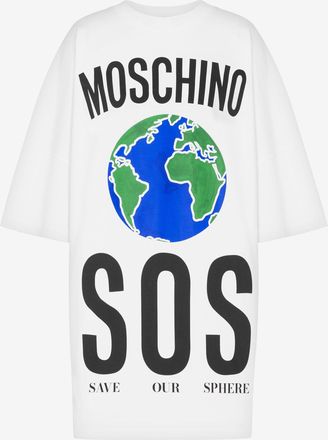 Moschino Abito in cotone pesante stampato - Bianco