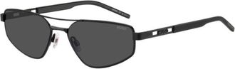 HUGO BOSS Black-metal sunglasses with cut-out logo