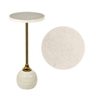 Jonathan Y Designs Evelyn Modern Glam Metal/Resin Mosaic Pedestal Drink Table in White at Nordstrom
