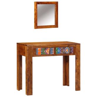 Berkfield Home Dressing Table with Mirror Honey Brown Solid Wood Acacia