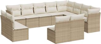 vidaXL Set De Sof&aacute;s De Jard&iacute;n 12 Pzas Y Cojines Rat&aacute;n Sint&eacute;tico Marr&oacute;n Vidaxl