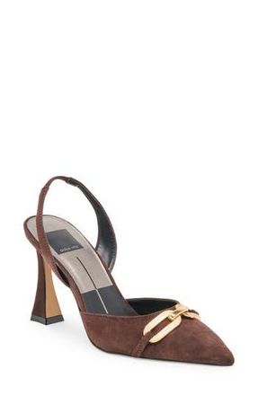 Dolce Vita Malik Slingback Pointed Toe Pump in Mahogany Suede at Nordstrom Rack, Size 8.5