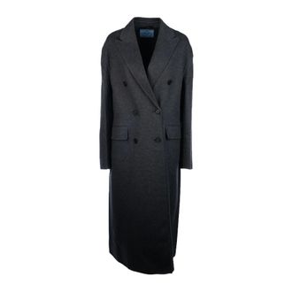 Prada Double-breasted Double Cashwool Coat - female - Prada - Double-Breasted Coats - Gray - XS - Coats