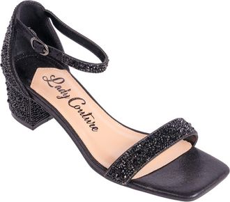 Lady Couture Dazzle Crystal Embellished Block Heel Sandal in Black at Nordstrom Rack, Size 12