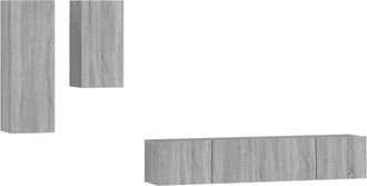 vidaXL 4 Piece tv Cabinet Set Grey Sonoma Engineered Wood Vidaxl