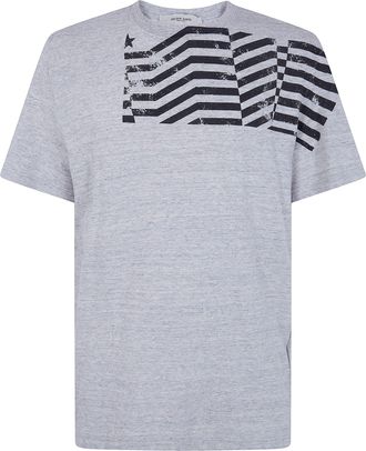 Golden Goose Journey Unisex Regular T-Shirt Cotton Slub Jersey Flag