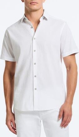 Robert Graham Thresher Classic Fit Solid Short Sleeve Cotton Seersucker Button-Up Shirt in White at Nordstrom Rack, Size Xxx-Large