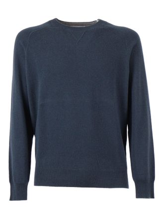 Kangra Cashmere Crew Neck Hammer Sweatshirt With Triangle Cover-Ups
