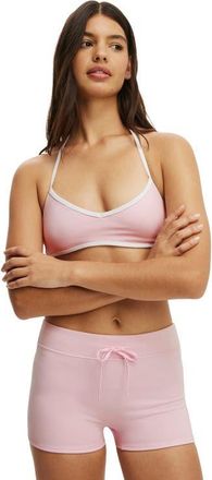 Cotton On Womens Active Ultra Soft Halter Open Back Crop in Cherry Dream White at Nordstrom, Size X-Small