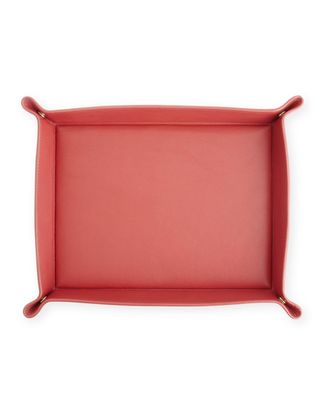 Royce Leather Monogrammed Large Catchall Leather Valet Tray, Personalized