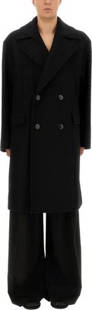 Dries Van Noten Dubbele-breasted wollen mix jas - Heren - Mantels - Zwart - Maat: M Wol