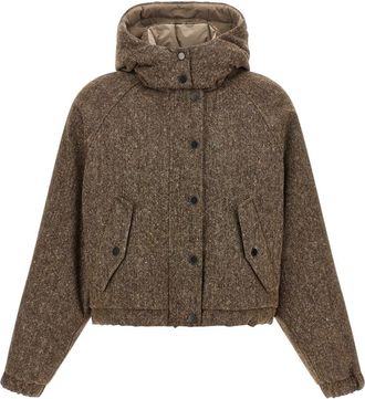 Brunello Cucinelli Brown Textured Hood Jacket