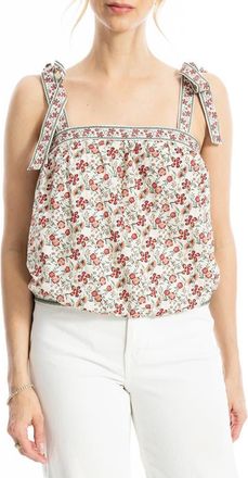 Max Studio Tie Strap Bubble Top in Cream/berry Floral Swing Vines at Nordstrom Rack, Size X-Large