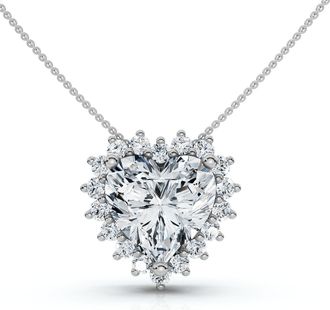 Pompeii3 Certified 2 1/4Ct Heart Diamond Pendant 14k Gold 18 Necklace Lab Grown
