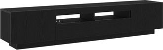 vidaXL Tv Cabinet with led Lights - Black Oak - 200 x 35 x 40 cm - Engineered Wood Vidaxl