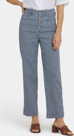NYDJ Kasey Stripe Exposed Button Ankle Stovepipe Jeans in Malaga Stripe at Nordstrom, Size 16