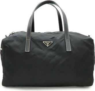 Prada Black Nero Nylon Leather Handbag Shoulder Bag Tote Bag (Pre-Owned)