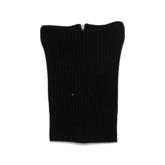 Maison Margiela Ribbed Knit Wool Scarf - Black