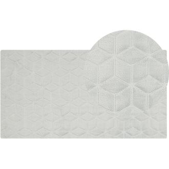 Beliani Beliani - Alfombra Gris Claro Verde Menta 80 X 150 Cm Poli&eacute;ster Piel Sint&eacute;tica De Conejo Pelo Largo Thatta