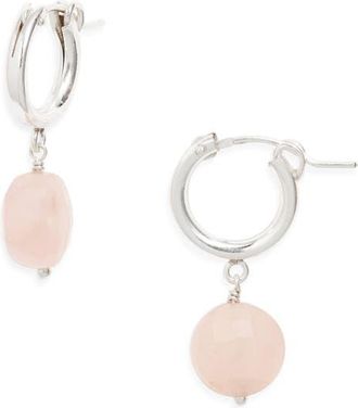 Nashelle Lucia Quartz Huggie Earrings in Sterling Silver/Pink Quartz at Nordstrom
