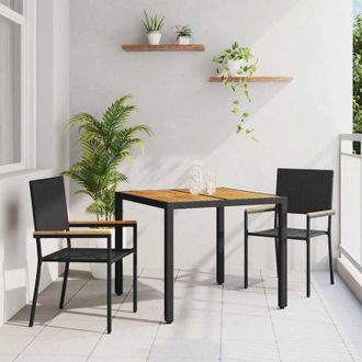 vidaXL Conjunto De Comedor De Jard&iacute;n 3 Pcs Negro, Marr&oacute;n Vidaxl