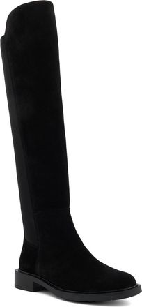 Dune London Womens Ladies Text - Casual Knee High Stretch Boots - Black Leather (archived) - Size UK 3