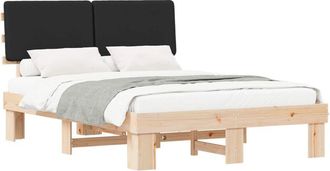 vidaXL Estructura De Cama Con Cabecera Tapizada Negro 120 X 190 Cm Vidaxl
