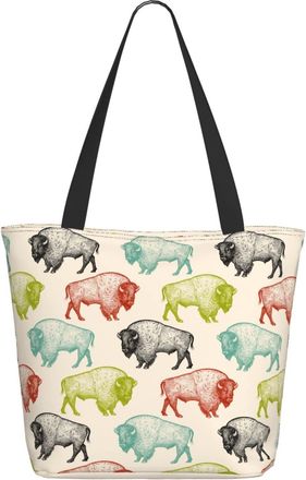 AOOEDM Animal Bison Pattern Ladies Shopping Bag 13x11x7in.The Perfect ValentineS Day Gift.It Is The Best ValentineS Day Gift For Mom, Daughter, Wife,Etc