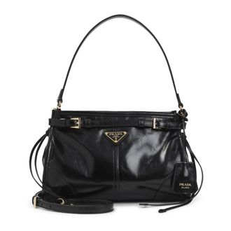 Prada Bonnie Small Leather Bag - female - Prada - Shoulder Bags - Black - ONE SIZE - Bags