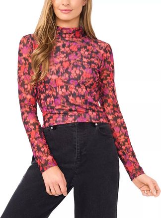 CeCe by Cynthia Steffe Fitted Long Sleeve Turtleneck Top In Gray