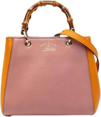 Gucci Pre-owned Bamboo Satchel - Dames - Vintage Handtas - Roze - ONE Size - Leer - Vintage