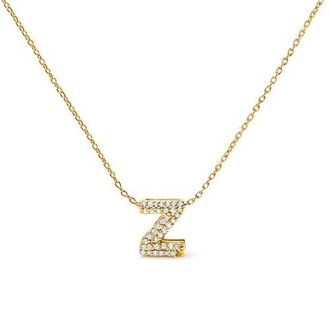 House of Brilliance 10K Gold Diamond Accent A-Z Initial Bubble Pendant Necklace in Yellow | Z at Nordstrom