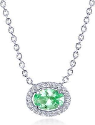 Lafonn Lab-Grown Sapphire & Simulated Diamond Pendant Necklace in Green Sapphire/White at Nordstrom Rack