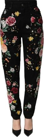 Dolce & Gabbana Broeken, Dames, Veelkleurig, S, Katoen, High Waist Tapered Pants