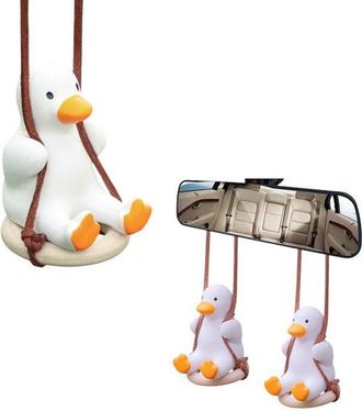 OEM Paquete De 2 Patos Colgantes Para Coche, Colgador Para Espejo Retrovisor, Colgador De Pato Mecedora Para Adornos De Coche, Yeso, 6,5 Cm