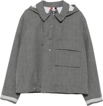 Thom Browne Jassen, Heren, Grijs, L, Katoen, Hooded Mariner Jacket