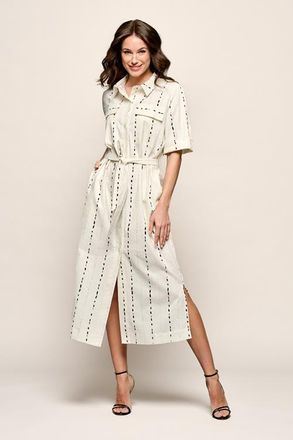 Mart Visser Logan Print Jurk Offwhite / Zwart