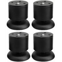 OEM Juego De 4 Patas De Mesa Negras - Patas De Mesa Ajustables De Acero Inoxidable De 6 Cm Con Almohadillas De Goma Y Tornillos - Crezuo
