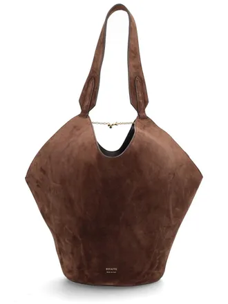 Khaite Womens Lotus Tote Bag Brown Calf Leather Handbags Hand