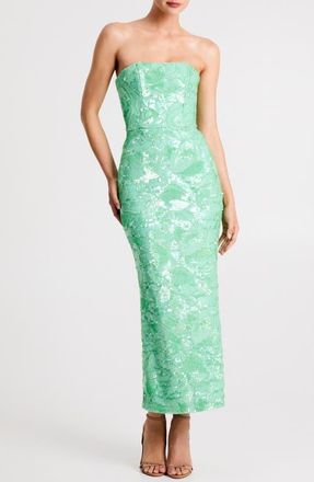 Helsi Leslie Pattern Sequin Strapless Gown in Seafoam Green at Nordstrom, Size X-Small