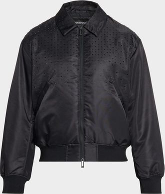 Emporio Armani Mens Clubwear Capsule Rhinestone Satin Bomber Jacket