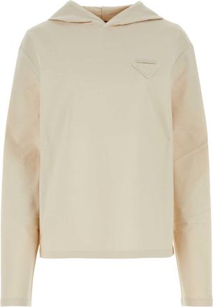 Prada Sand Stretch Cotton Oversize Sweatshirt
