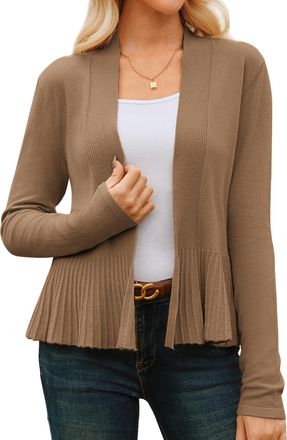 Grace Karin Womens Elegant Casual Cardigans for Fall Summer Long Sleeve Open Front Dropped Fashion Cardigans Brown XXL Size 20