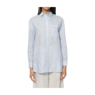 Max Mara Dames, Blouses & Shirts, Blauw, Maat: XS Linnen