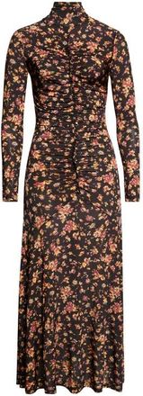 Ulla Johnson Ida Long Sleeve Jersey Midi Dress in Noir Floral at Nordstrom, Size X-Small