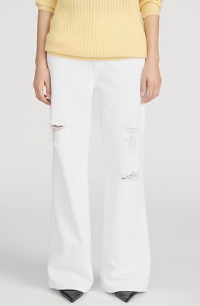 Frame Denim The Pixie Loose Ripped Wide Leg Jeans in White Destruct at Nordstrom, Size 24P