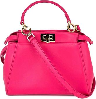 Fendi Fendi Pink Leather Mini Peekaboo Shoulder Bag (Authentic Pre-Loved)